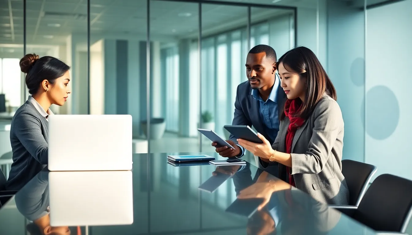 customer service team discussing toll-free numbers in a modern office.